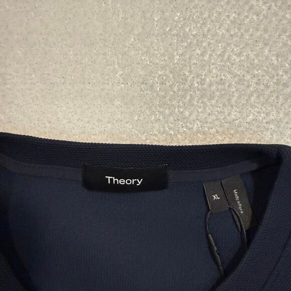 Theory Jocelin LS Double Piqué Crewneck Top Baltic Navy Men’s XL New With Tags - Picture 4 of 10